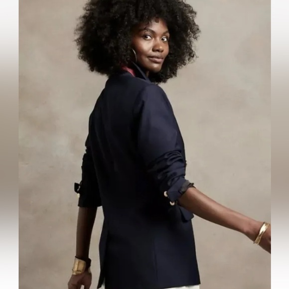 BANANA REPUBLIC Double-Breasted Blazer Captain’s Blazer Iced Latte - Picture 4 of 10
